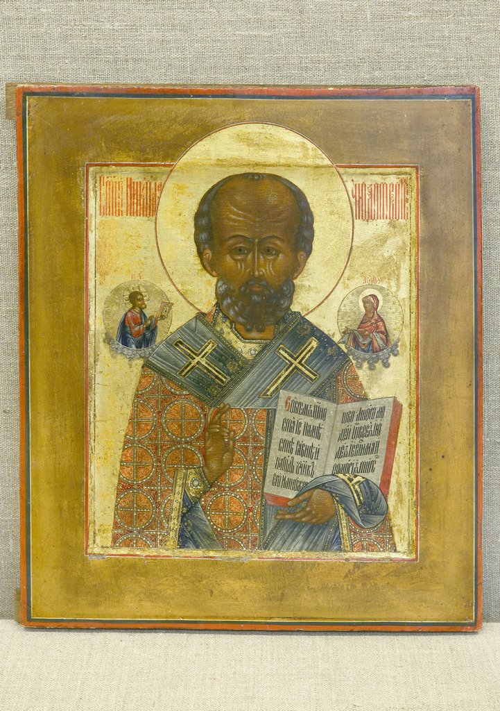 Икона "Николай Чудотворец" (старообрядческий мастер), XIX в., Русский Север