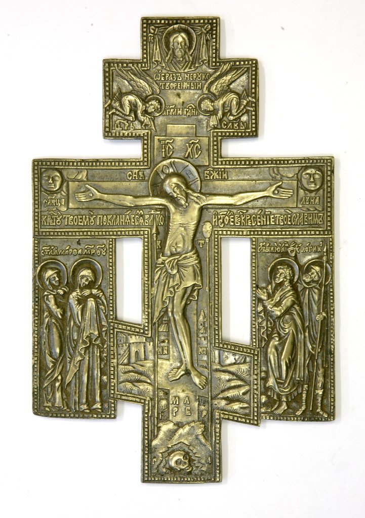 Крест киотный "Распятие с предстоящими", Конец XVIII в., Поморье?